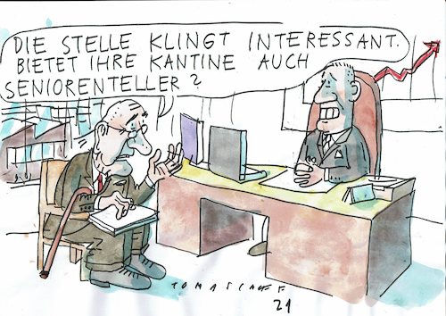 Cartoon: Fachkraft (medium) by Jan Tomaschoff tagged senioren,demografie,fachkräftemangel,senioren,demografie,fachkräftemangel