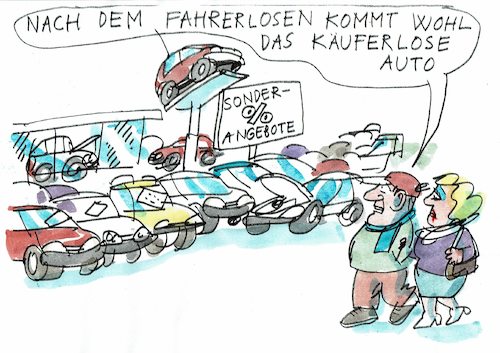 Cartoon: fahrerlos (medium) by Jan Tomaschoff tagged autos,fahrerlos,unverkäuflich,dieselskandal,autos,fahrerlos,unverkäuflich,dieselskandal