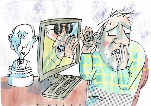 Cartoon: fake news (medium) by Jan Tomaschoff tagged internet,desinformation,cyberangriff,internet,desinformation,cyberangriff