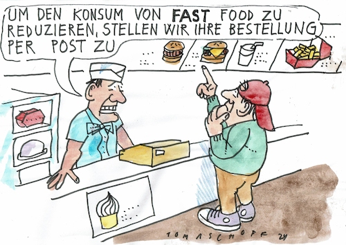 Cartoon: Fast (medium) by Jan Tomaschoff tagged post,tempo,fast,food,post,tempo,fast,food