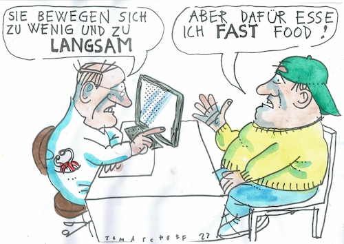 Cartoon: Fast food (medium) by Jan Tomaschoff tagged gesundheit,bewegung,ernährung,gesundheit,bewegung,ernährung