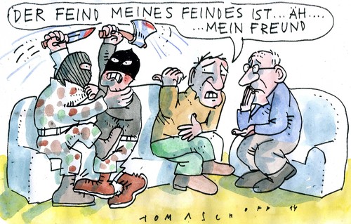 Cartoon: Feind meines Feindes (medium) by Jan Tomaschoff tagged terrorbekämpfung,radikale,terrorbekämpfung,radikale