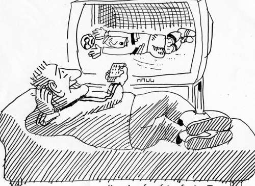 Cartoon: Fernbedienung (medium) by Jan Tomaschoff tagged fußball