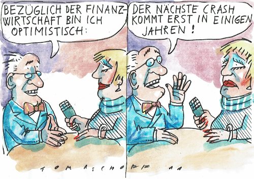 Cartoon: Finanzcrash (medium) by Jan Tomaschoff tagged finanzen,banken,börse,finanzen,banken,börse
