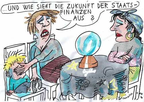 Cartoon: Finanzen (medium) by Jan Tomaschoff tagged corona,wirtschaft,haushalt,schulden,corona,wirtschaft,haushalt,schulden