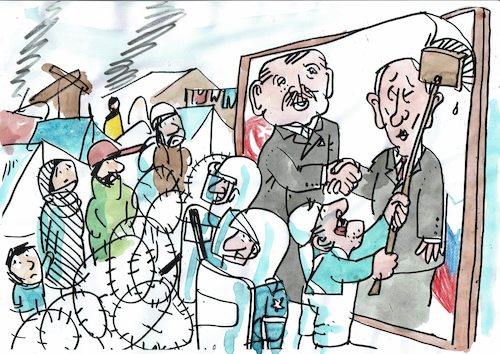 Cartoon: Flüchtlinge (medium) by Jan Tomaschoff tagged syrien,türkei,russland,flucht,syrien,türkei,russland,flucht