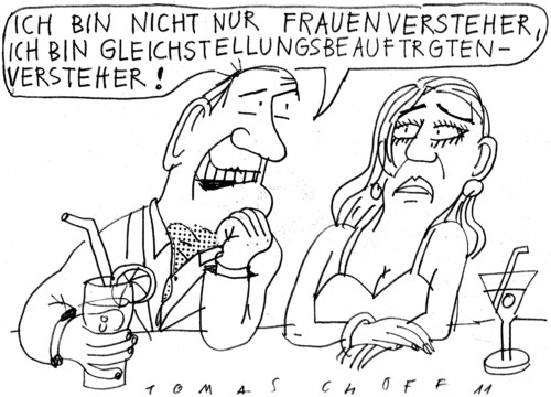 Cartoon: Frauenversteher (medium) by Jan Tomaschoff tagged frauen,frauenquote,gleichberechtigung