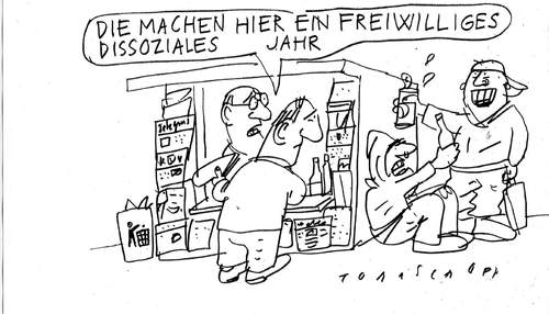 Cartoon: Freiwilliges Jahr (medium) by Jan Tomaschoff tagged jugendgewalt,straftäter