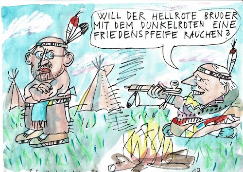 Cartoon: Friedenspfeife (medium) by Jan Tomaschoff tagged linke,spd,lafontaine,linke,spd,lafontaine