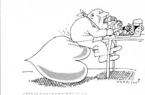 Cartoon: Frohen Herzens genießen... (medium) by Jan Tomaschoff tagged übergewicht,ernährung,herzkrankheiten,übergewicht,ernährung,herzkrankheiten,gesundheit,essen,dick,gewicht