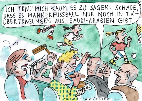 Cartoon: Fussball (medium) by Jan Tomaschoff tagged frauen,männer,fussball,saudis,frauen,männer,fussball,saudis