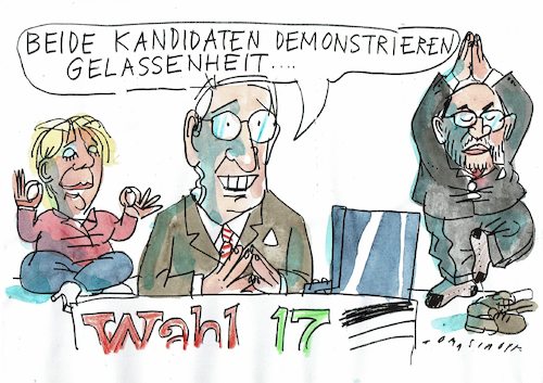Cartoon: Gelassen (medium) by Jan Tomaschoff tagged cdu,spd,merkel,schulz,cdu,spd,merkel,schulz