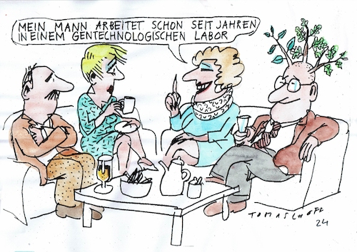 Cartoon: Genetik (medium) by Jan Tomaschoff tagged genetik,hybride,forschung,genetik,hybride,forschung
