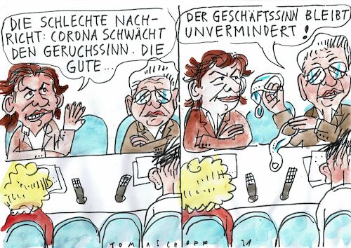 Cartoon: Geschäftssinn (medium) by Jan Tomaschoff tagged corona,geld,geschäfte,corona,geld,geschäfte