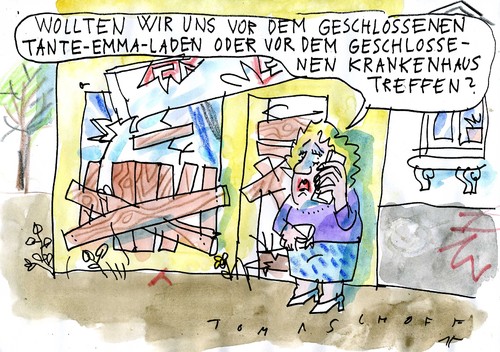 Cartoon: geschlossen (medium) by Jan Tomaschoff tagged krankenhaus,handel,wirtschaft,geld,geld,wirtschaft,handel,krankenhaus
