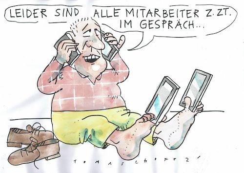 Cartoon: Gespräch (medium) by Jan Tomaschoff tagged kommunikation,callcenter,telefon,kommunikation,callcenter,telefon