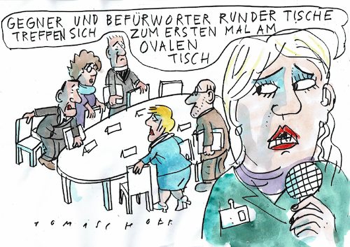 Cartoon: Gespräche (medium) by Jan Tomaschoff tagged runder,tisch,runder,tisch
