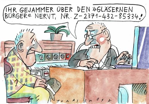 Cartoon: gläserner Bürger (medium) by Jan Tomaschoff tagged überwachung,behörden,überwachung,behörden