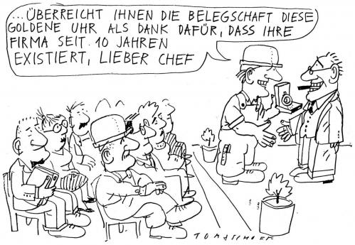 Cartoon: Goldene Uhr (medium) by Jan Tomaschoff tagged pleiten,entlassungen,insolvenzen