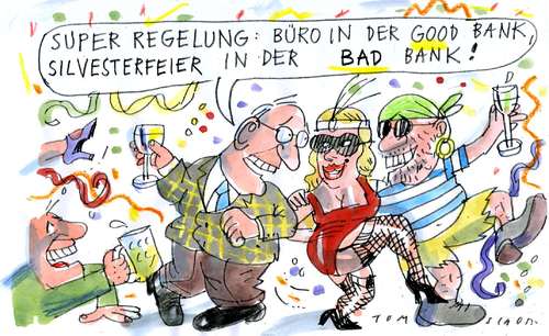Cartoon: Good Bank - Bad Bank (medium) by Jan Tomaschoff tagged bad,bank