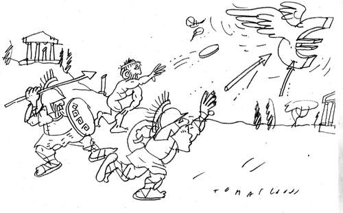 Cartoon: Griechenland (medium) by Jan Tomaschoff tagged krise,griechenland,eu,euro,krise,griechenland,eu,euro
