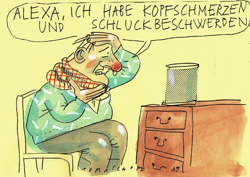 Cartoon: Grippe (medium) by Jan Tomaschoff tagged künstliche,intelligenz,gesundhaeit,zuwendung,einsamkeit,künstliche,intelligenz,gesundhaeit,zuwendung,einsamkeit