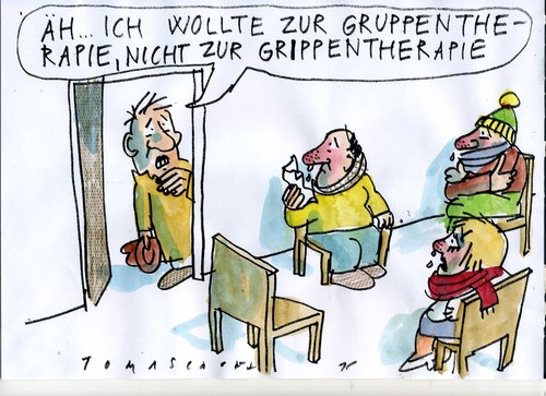 Cartoon: Grippentherapie (medium) by Jan Tomaschoff tagged psyche,körper,gesundheit,psyche,körper,gesundheit