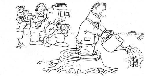 Cartoon: Große Gesten (medium) by Jan Tomaschoff tagged klimawandel,climate,change,global,warming,waldsterben,regenwald,erderwärmung