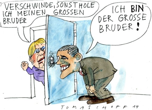 Cartoon: großer Bruder (medium) by Jan Tomaschoff tagged no,spy,geheimdienste,nsa,no,spy,geheimdienste,nsa