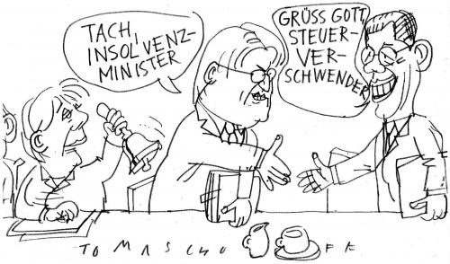 Cartoon: Grüß Gott (medium) by Jan Tomaschoff tagged steinmeier,guttenberg