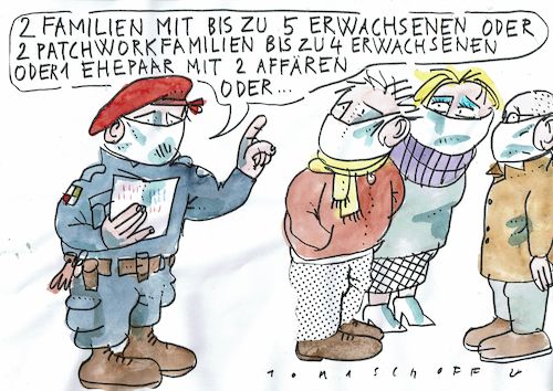 Cartoon: Gruppen (medium) by Jan Tomaschoff tagged corona,kontakte,familie,corona,kontakte,familie