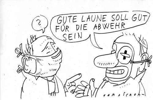 Cartoon: Gute Laune (medium) by Jan Tomaschoff tagged abwehr