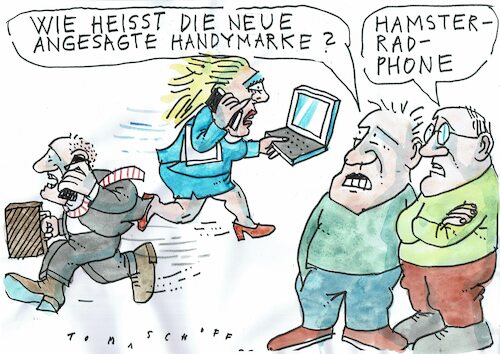 Cartoon: Hamsterrad (medium) by Jan Tomaschoff tagged handy,erreichbarkeit,stress,ausbeutung,handy,erreichbarkeit,stress,ausbeutung