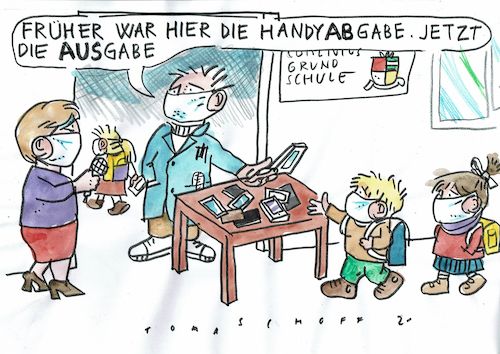 Cartoon: Handy (medium) by Jan Tomaschoff tagged schule,corona,digitalisierung,handy,schule,corona,digitalisierung,handy