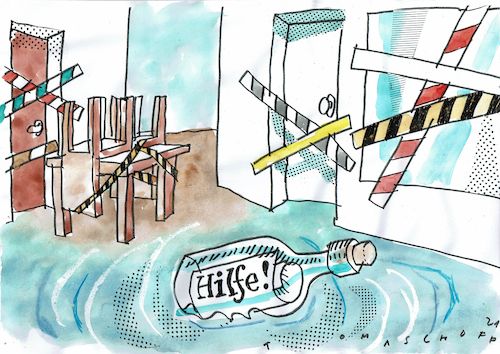 Cartoon: Hilfe (medium) by Jan Tomaschoff tagged shutdown,corona,handel,gastronomie,shutdown,corona,handel,gastronomie