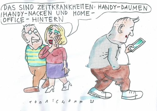 Cartoon: Hintern (medium) by Jan Tomaschoff tagged home,office,handy,sitzen,home,office,handy,sitzen