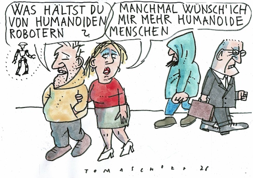 Cartoon: human (medium) by Jan Tomaschoff tagged humanoide,roboter,modernisierung,digitalisiserung,humanoide,roboter,modernisierung,digitalisiserung