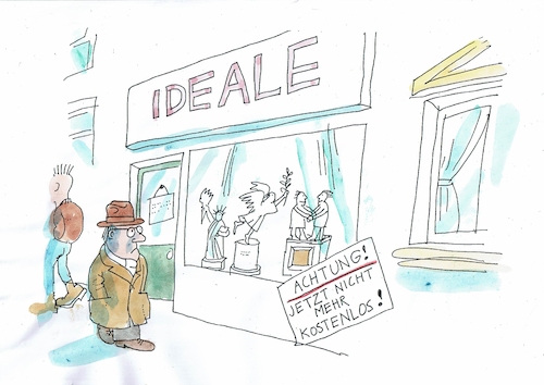 Cartoon: Ideale (medium) by Jan Tomaschoff tagged frieden,freiheit,brüderlichkeit,frieden,freiheit,brüderlichkeit