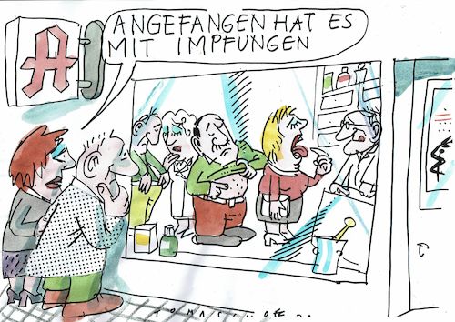 Cartoon: Impfung (medium) by Jan Tomaschoff tagged apotheke,grippe,impfung,apotheke,grippe,impfung