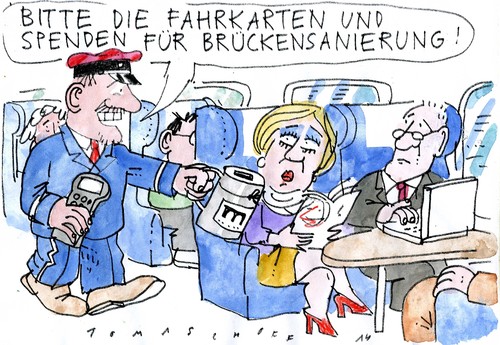 Cartoon: Infrastruktur (medium) by Jan Tomaschoff tagged bahn,brücken,infrastruktur,bahn,brücken,infrastruktur