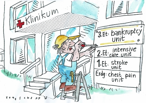 Cartoon: Innovation (medium) by Jan Tomaschoff tagged gesundheit,kosten,krankenhaus,gesundheit,kosten,krankenhaus