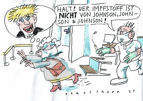 Cartoon: Johnson (medium) by Jan Tomaschoff tagged corona,impfung,johnson,brexit,corona,impfung,johnson,brexit