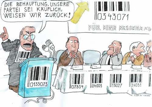 Cartoon: käuflich (medium) by Jan Tomaschoff tagged parteien,geld,korruption,parteien,geld,korruption