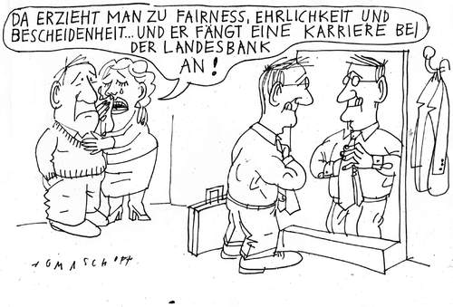 Cartoon: Karriere (medium) by Jan Tomaschoff tagged banken,landesbank