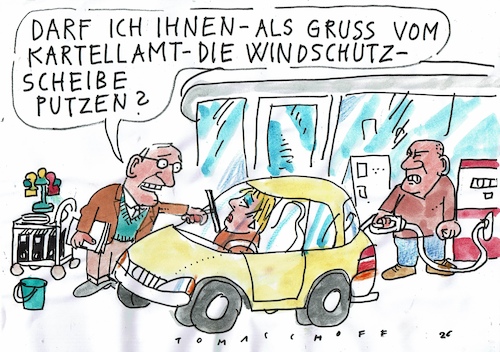 Cartoon: Kartellamt (medium) by Jan Tomaschoff tagged benzin,preis,konzerne,kartellamt,benzin,preis,konzerne,kartellamt