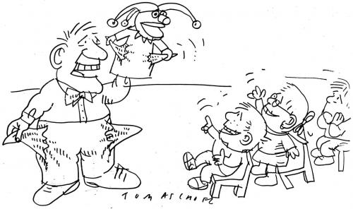 Cartoon: Kaspertheater (medium) by Jan Tomaschoff tagged armut,kinderarmut,wirtschaftskrise,rezession