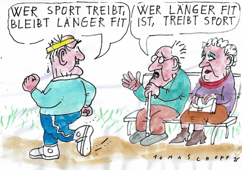 Cartoon: Kausalität (medium) by Jan Tomaschoff tagged gesundheit,sport,alter,gesundheit,sport,alter