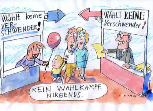 Cartoon: Kein Wahlkampf (medium) by Jan Tomaschoff tagged wahlen,wahlkampf,cdu,spd,fdp,linke,grüne,csu,wahlen,wahl,cdu,spd,fdp,linke,grüne,csu,partei,parteien,regierung