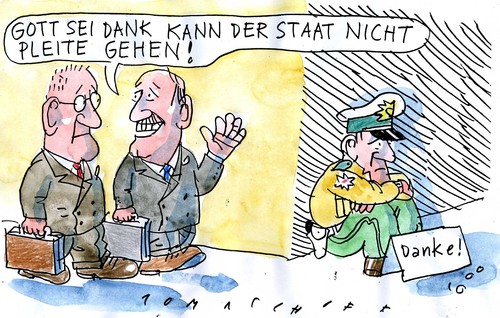 Cartoon: Keine Sorge! (medium) by Jan Tomaschoff tagged staatspleite,staatspleite,pleite,armut