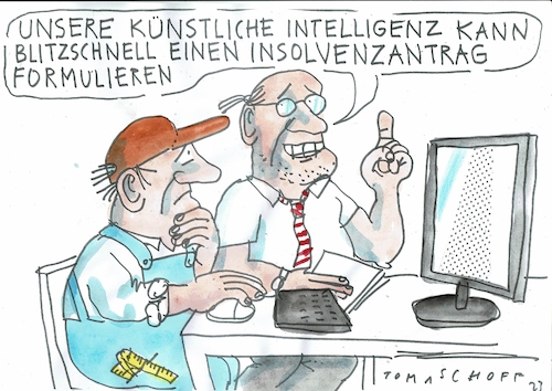 Cartoon: KI (medium) by Jan Tomaschoff tagged künstliche,intelligenz,insolvenz,flaute,künstliche,intelligenz,insolvenz,flaute
